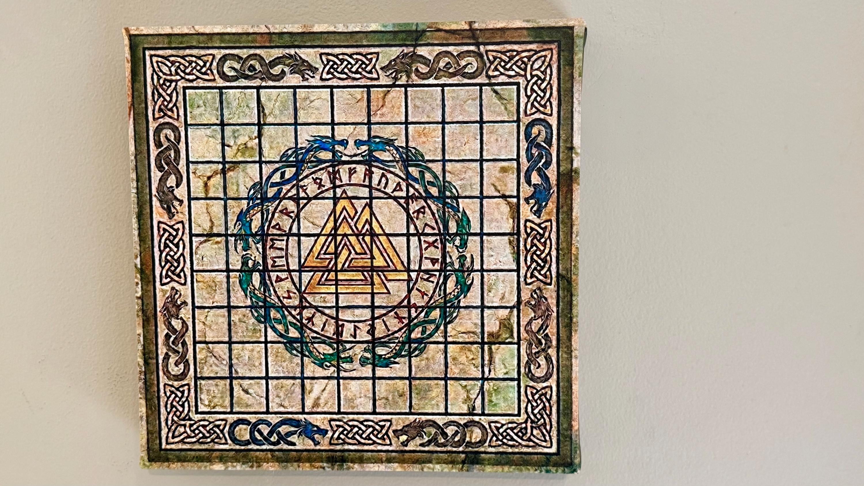 Hnefatafl Playable Wall Art - 12x12 Canvas Board Game - Ancient Viking Strategy Game & Norse Decor