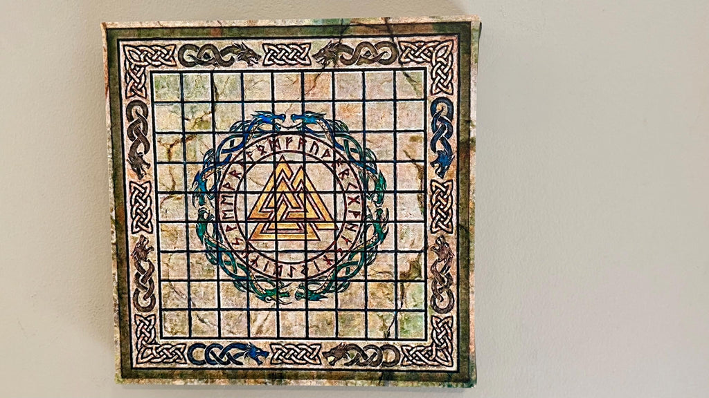 Hnefatafl Playable Wall Art - 12x12 Canvas Board Game - Ancient Viking Strategy Game & Norse Decor