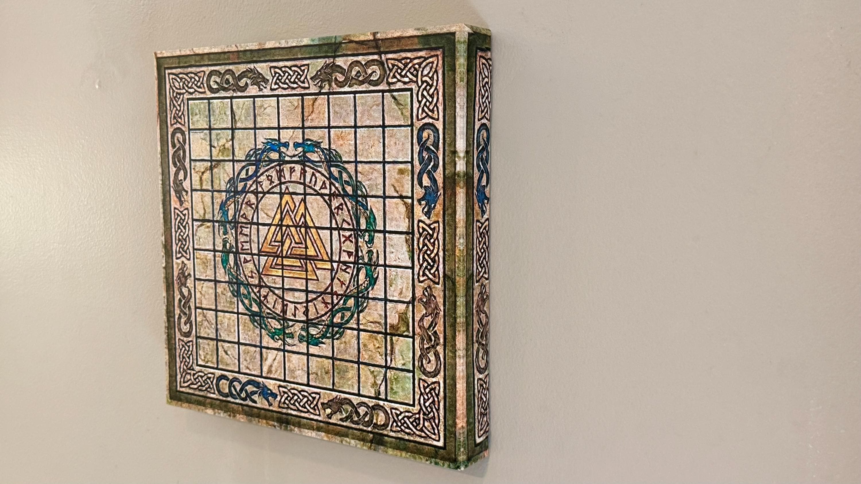 Hnefatafl Playable Wall Art - 12x12 Canvas Board Game - Ancient Viking Strategy Game & Norse Decor