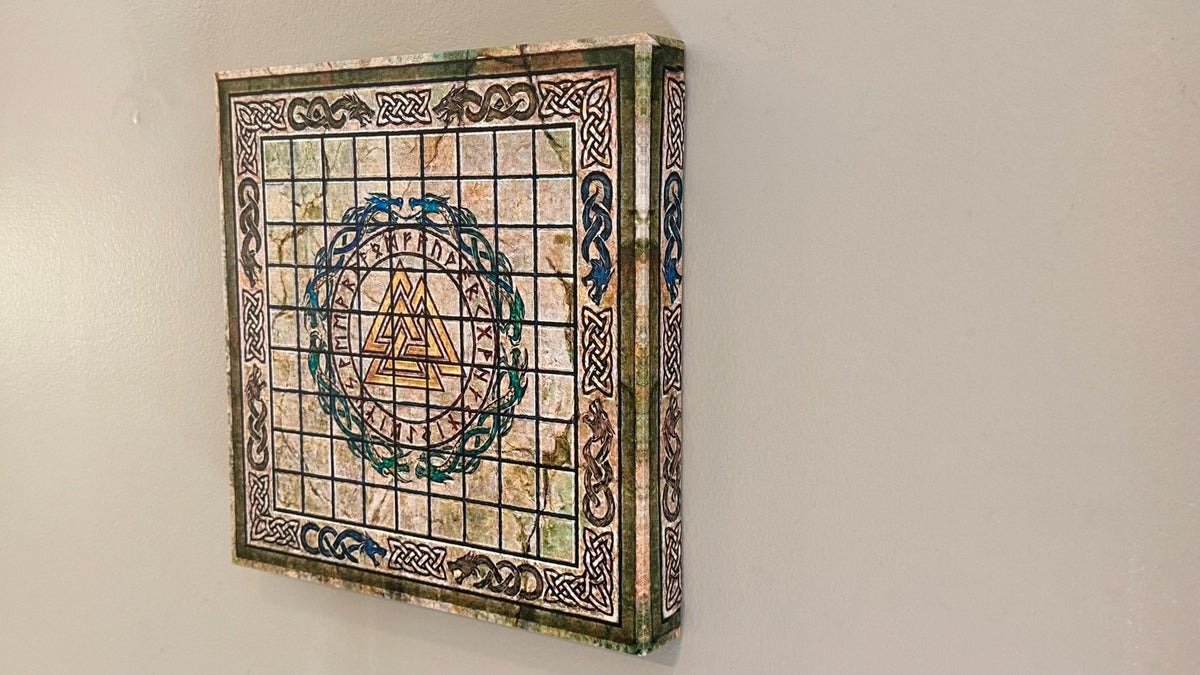Hnefatafl Playable Wall Art - 12x12 Canvas Board Game - Ancient Viking Strategy Game & Norse Decor