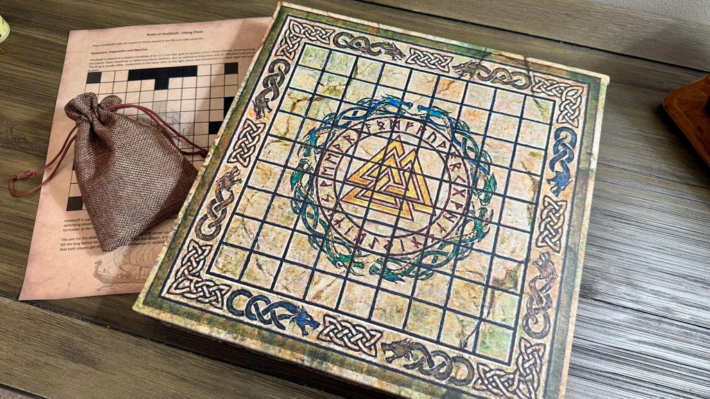 Hnefatafl Playable Wall Art - 12x12 Canvas Board Game - Ancient Viking Strategy Game & Norse Decor