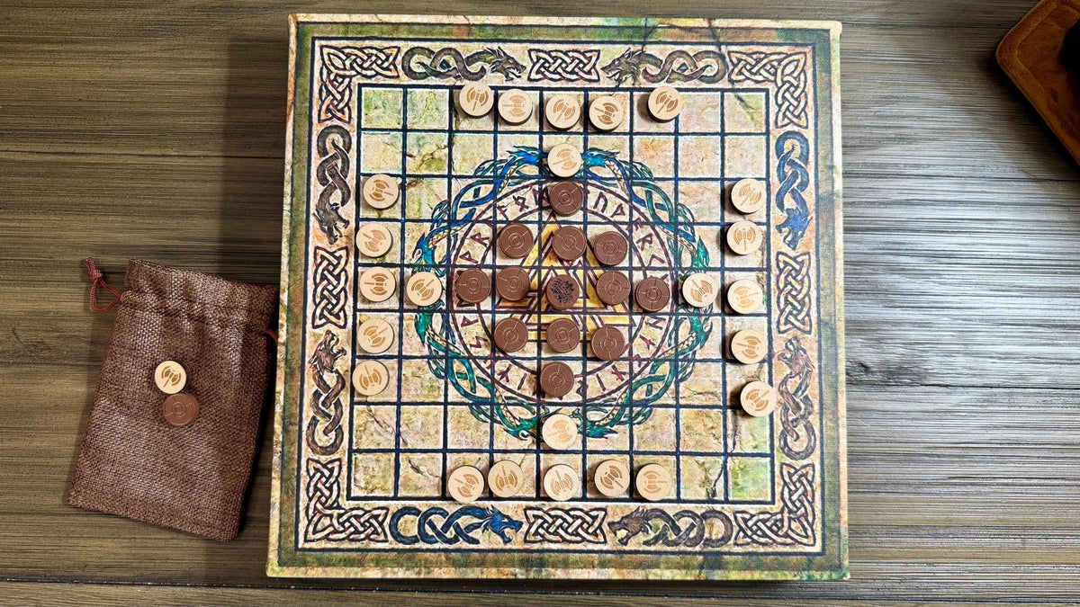 Hnefatafl Playable Wall Art - 12x12 Canvas Board Game - Ancient Viking Strategy Game & Norse Decor