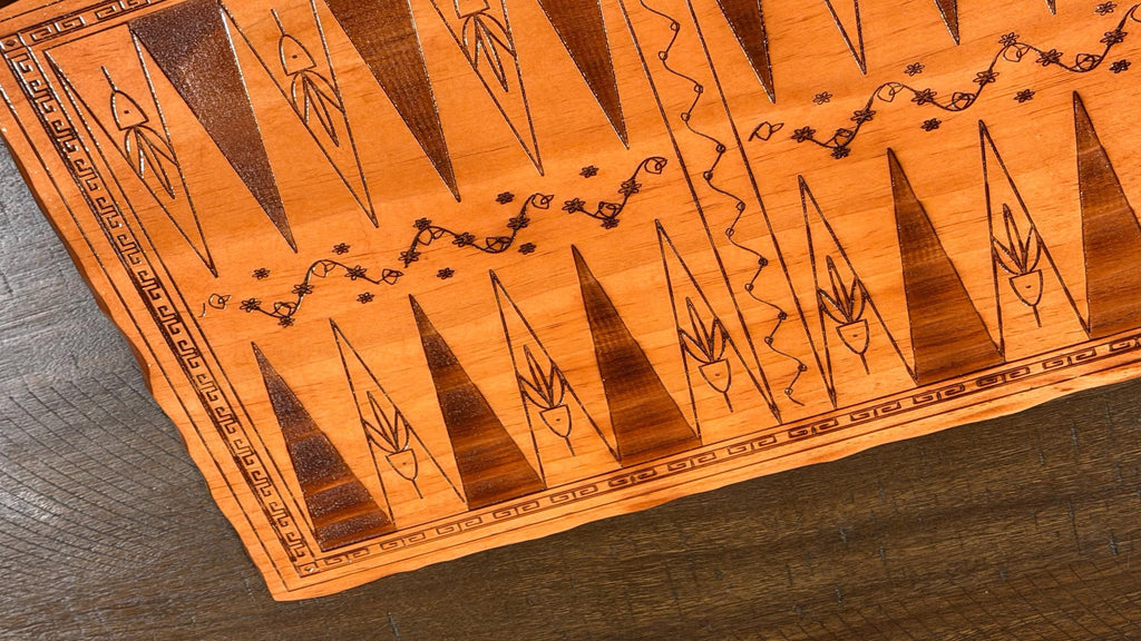 Handcrafted Wooden Backgammon Board - 18" Custom Engraved Ancient Strategy Board Game - Natural or Colonial Maple Finish
