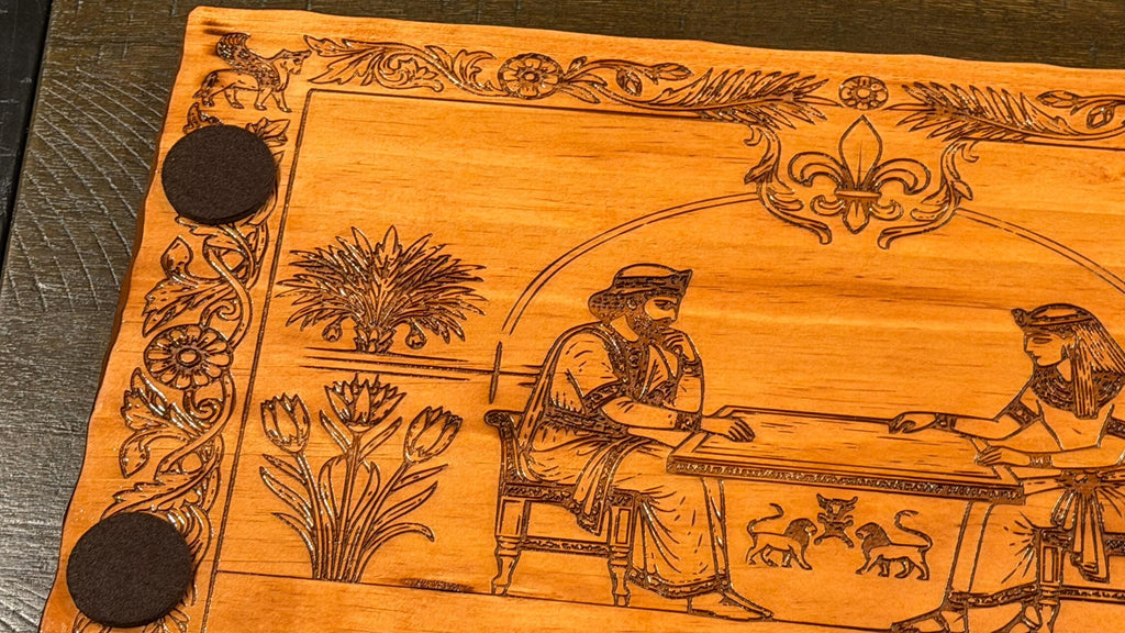 Handcrafted Wooden Backgammon Board - 18" Custom Engraved Ancient Strategy Board Game - Natural or Colonial Maple Finish