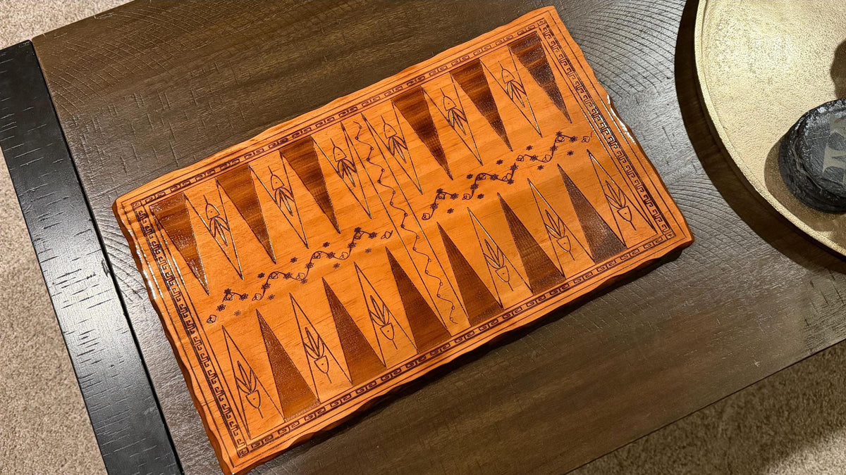 Handcrafted Wooden Backgammon Board – 18" Custom Engraved Strategy Game Natural/Colonial Maple Finish