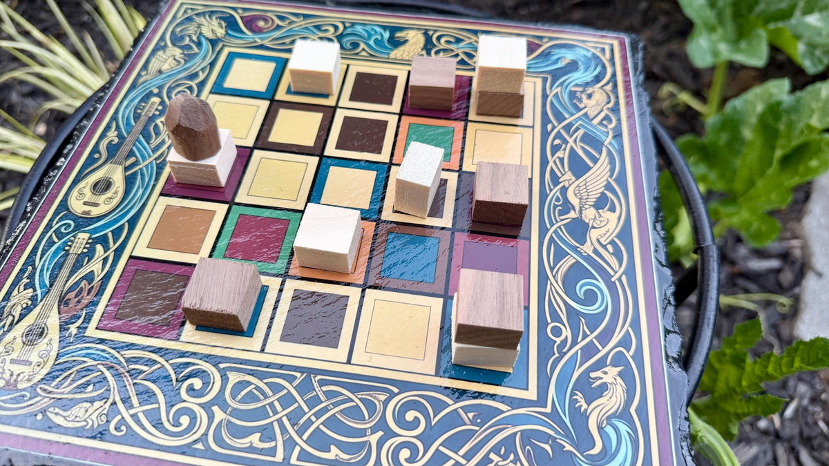 Handcrafted Tak Board Game: Pine Slate with Wood or Marble Pieces