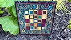 Handcrafted Color Slate Tak Board Game: Pine Slate with Exotic Wood or Stone Marble Pieces