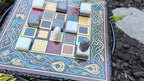 Handcrafted Color Slate Tak Board Game: Pine Slate with Exotic Wood or Stone Marble Pieces