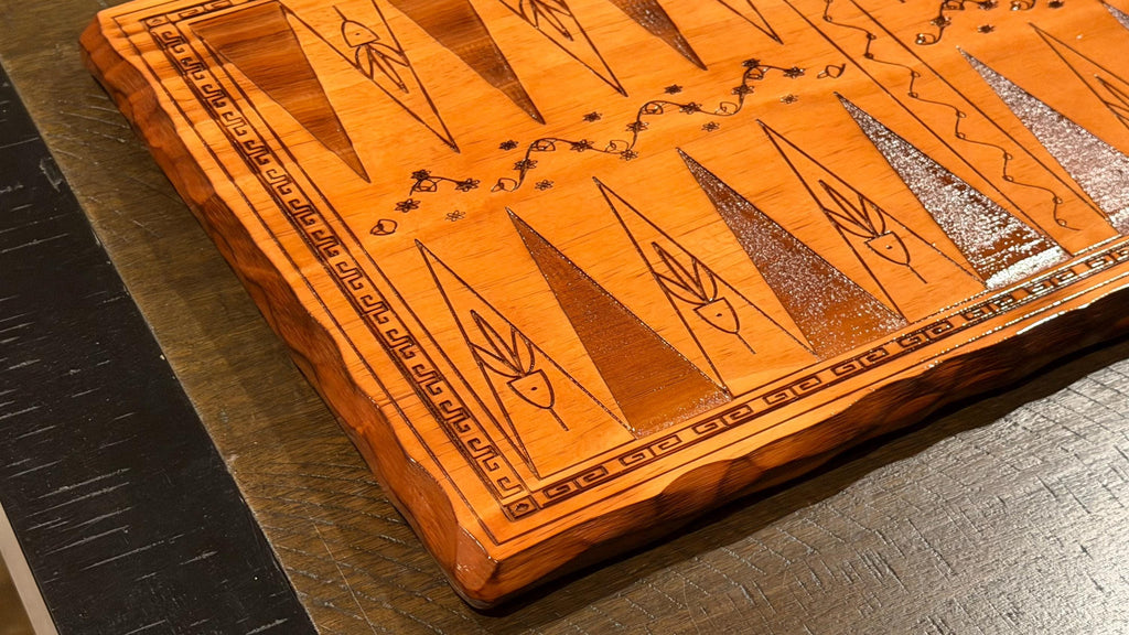 Handcrafted Wooden Backgammon Board - 18" Custom Engraved Ancient Strategy Board Game - Natural or Colonial Maple Finish