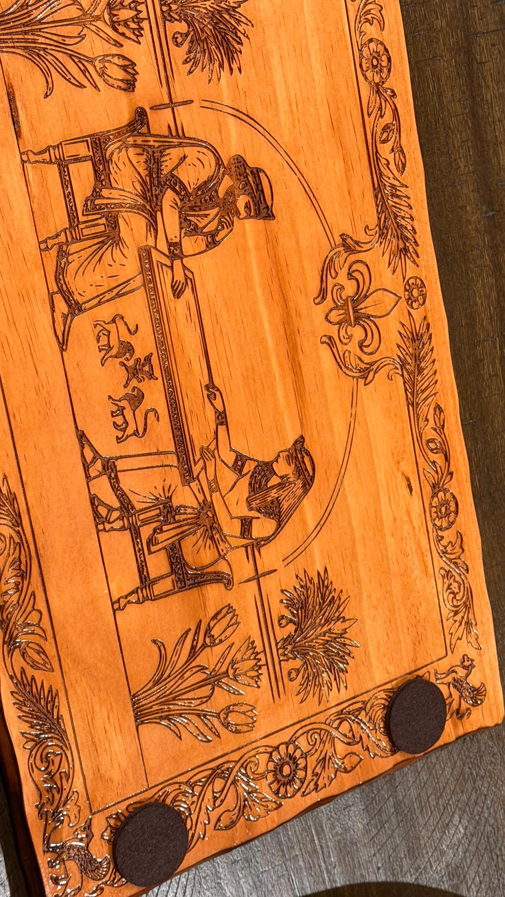 Handcrafted Wooden Backgammon Board - 18" Custom Engraved Ancient Strategy Board Game - Natural or Colonial Maple Finish