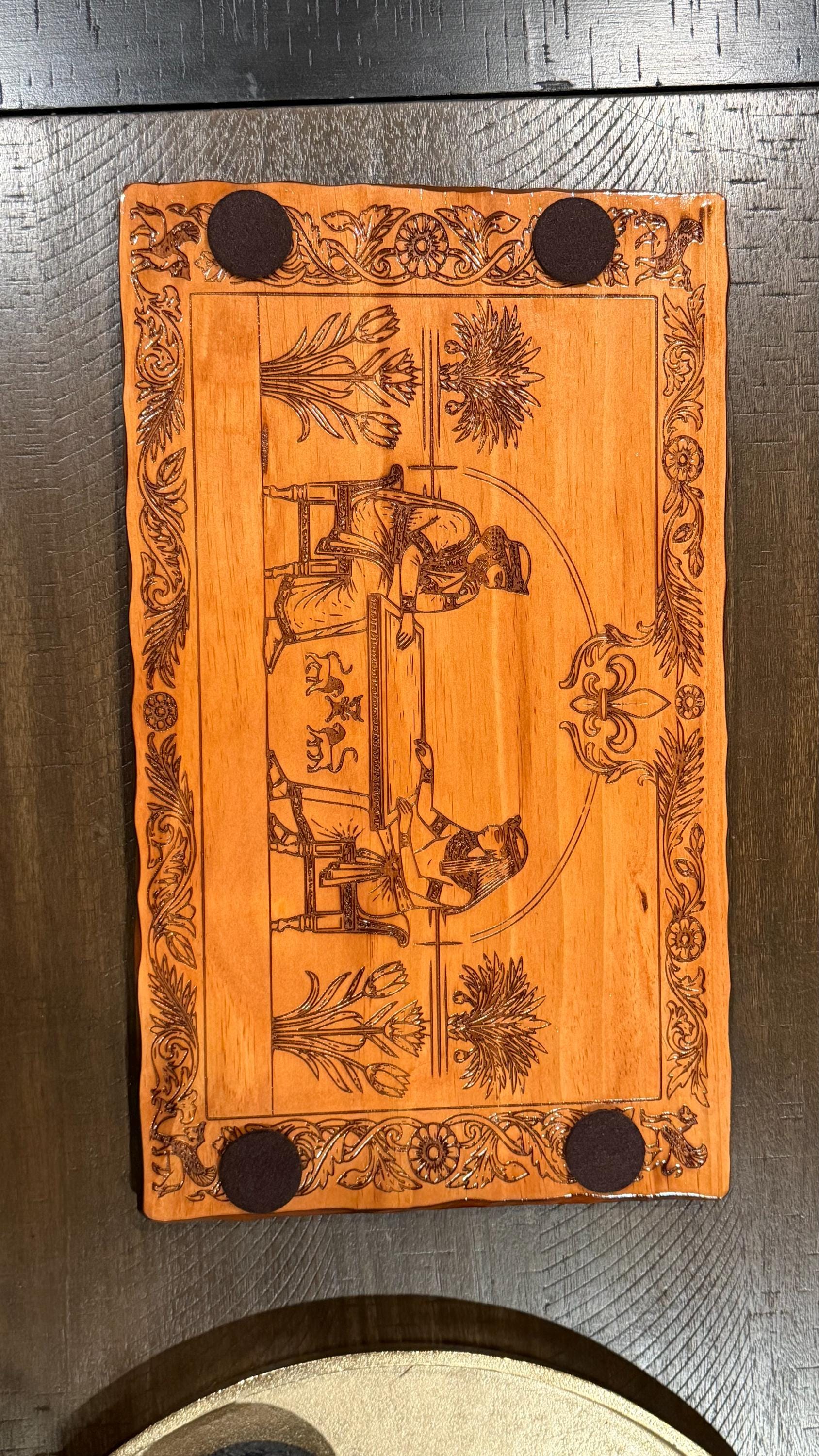 Handcrafted Wooden Backgammon Board - 18" Custom Engraved Ancient Strategy Board Game - Natural or Colonial Maple Finish