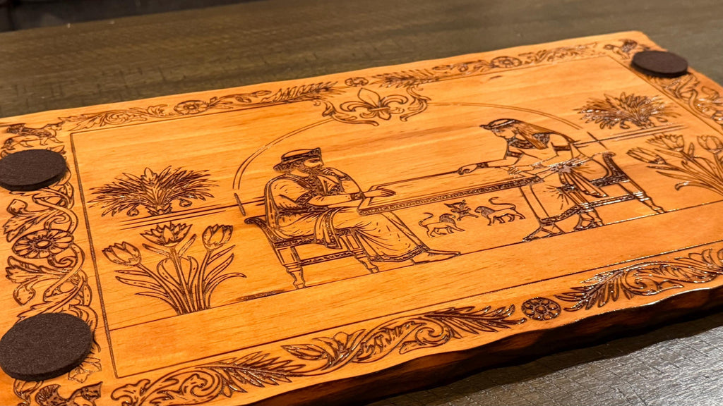 Handcrafted Wooden Backgammon Board - 18" Custom Engraved Ancient Strategy Board Game - Natural or Colonial Maple Finish