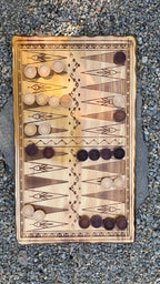Handcrafted Wooden Backgammon Board - 18" Custom Engraved Ancient Strategy Board Game - Natural or Colonial Maple Finish