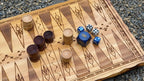 Handcrafted Wooden Backgammon Board - 18" Custom Engraved Ancient Strategy Board Game - Natural or Colonial Maple Finish