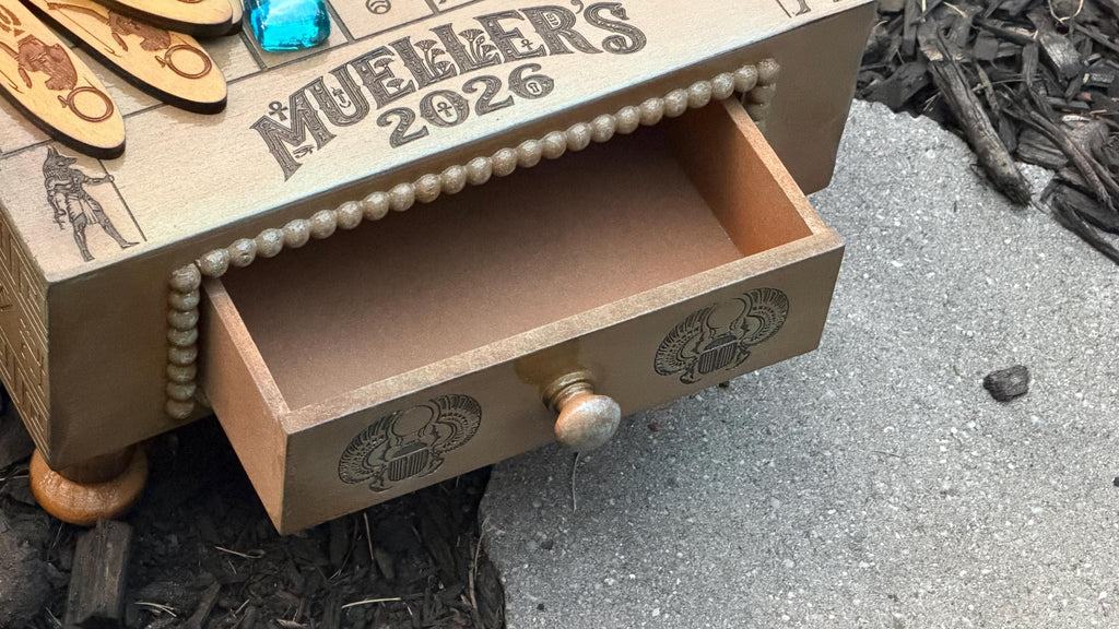Handcrafted Wooden Senet Board Game – Ancient Egyptian Strategy Replica with Drawer