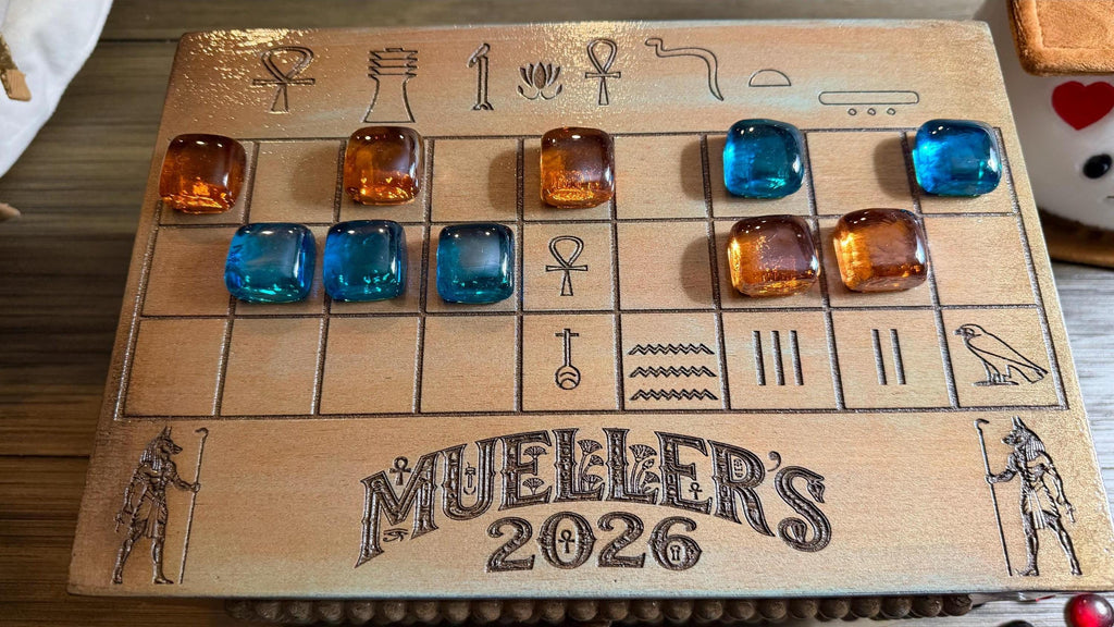 Handcrafted Wooden Senet Board Game - Ancient Egyptian Strategy Game with Storage Drawer - Custom Engraved Historical Replica