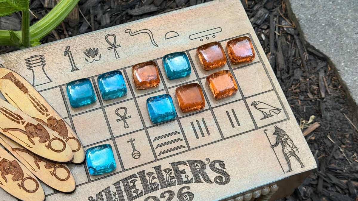 Handcrafted Wooden Senet Board Game – Ancient Egyptian Strategy Replica with Drawer