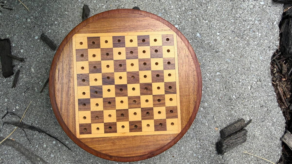 Handcrafted Wooden Travel Chess Set – Peg Stability, Built-in Storage Base