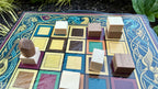 Handcrafted Color Slate Tak Board Game: Pine Slate with Exotic Wood or Stone Marble Pieces