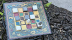 Handcrafted Color Slate Tak Board Game: Pine Slate with Exotic Wood or Stone Marble Pieces