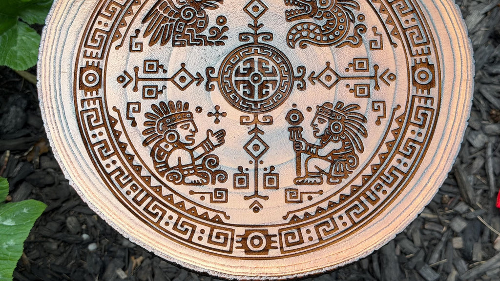 Patolli Ancient Aztec Board Game | Handcrafted Live-Edge Wood Slice