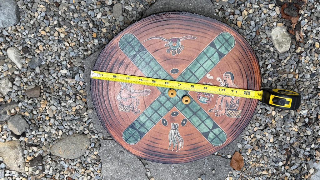Patolli Ancient Aztec Board Game | Handcrafted Live-Edge Wood Slice