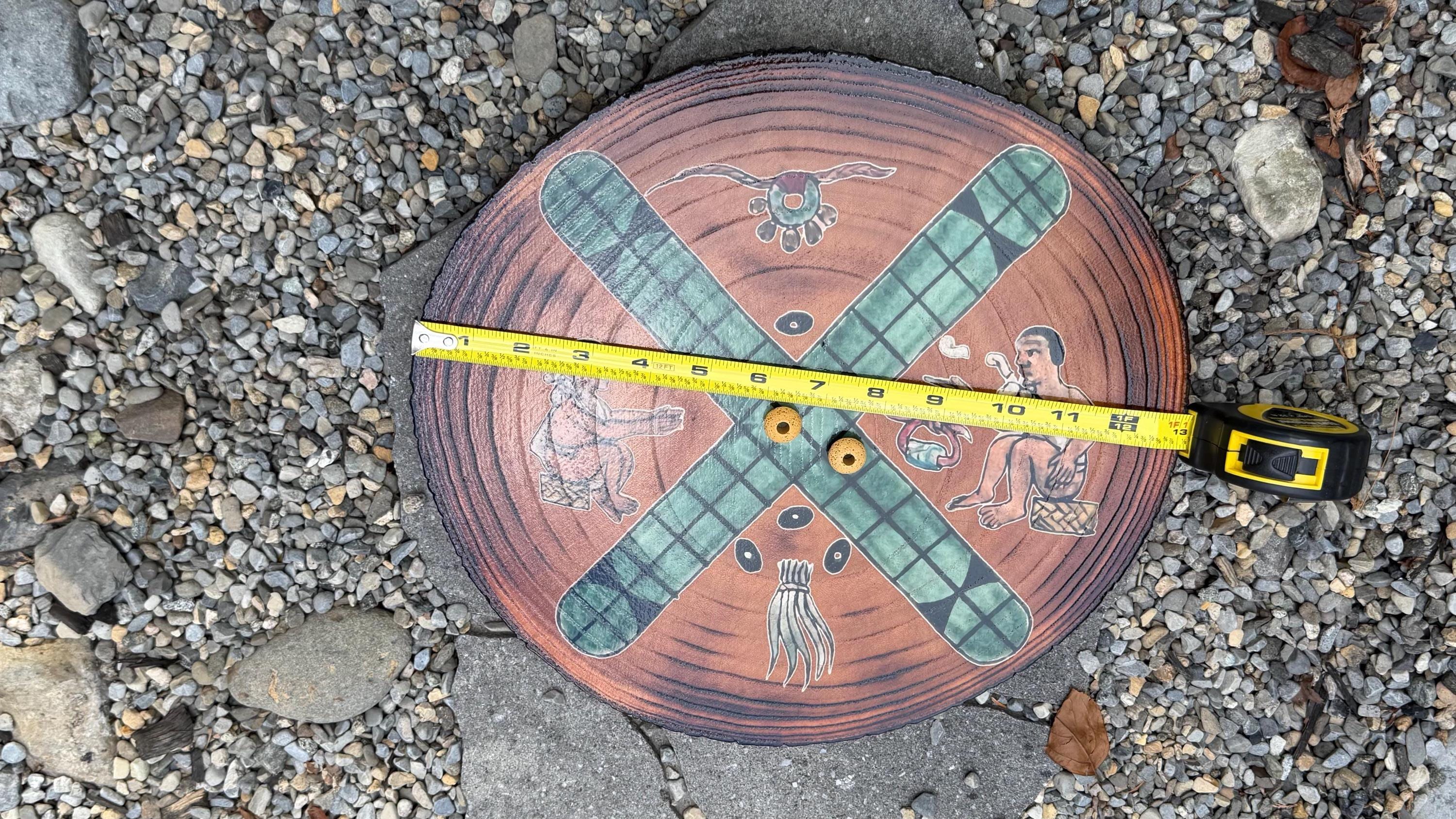 Patolli Ancient Aztec Board Game | Handcrafted Live-Edge Wood Slice