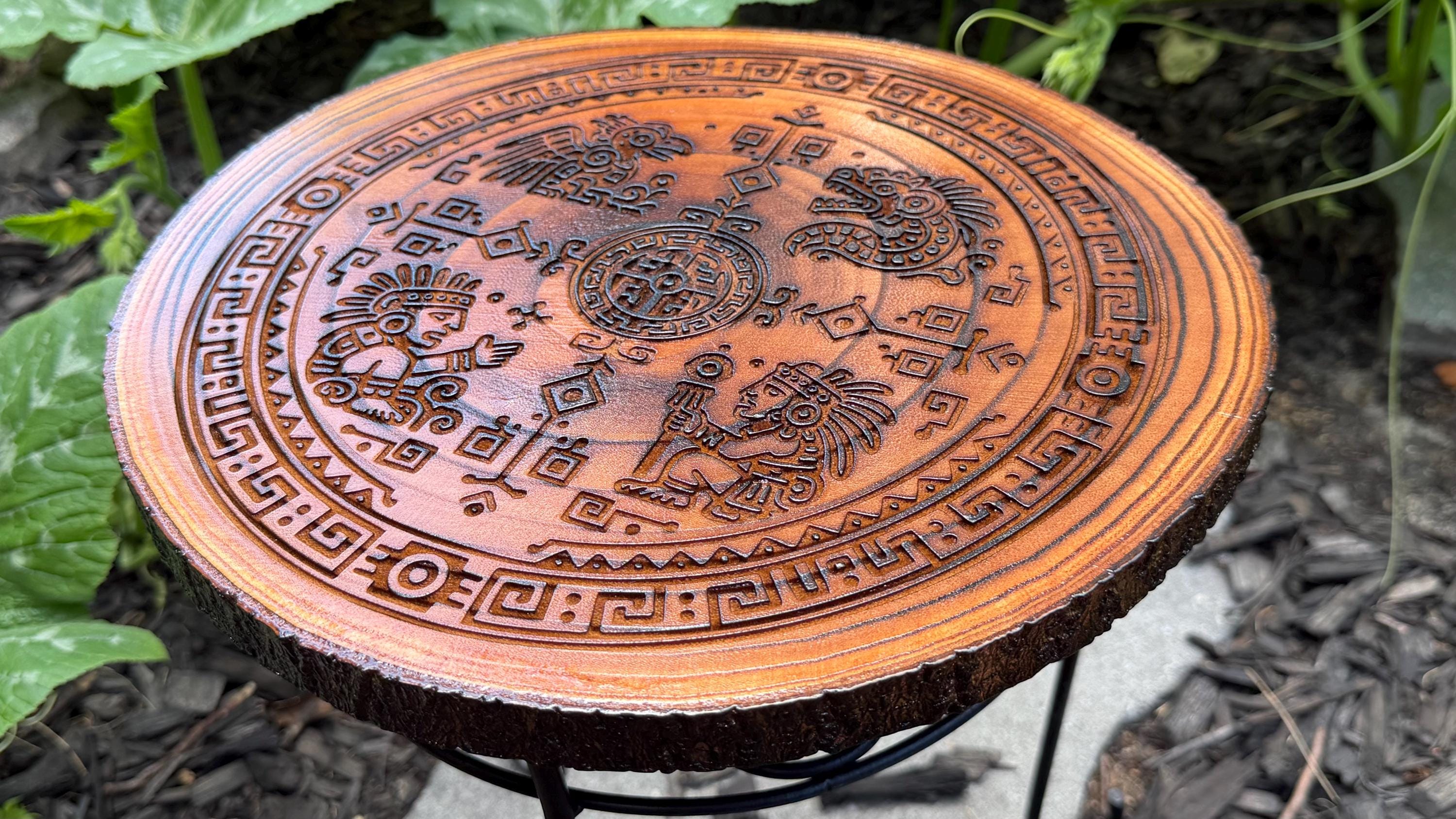 Patolli Ancient Aztec Board Game | Handcrafted Live-Edge Wood Slice