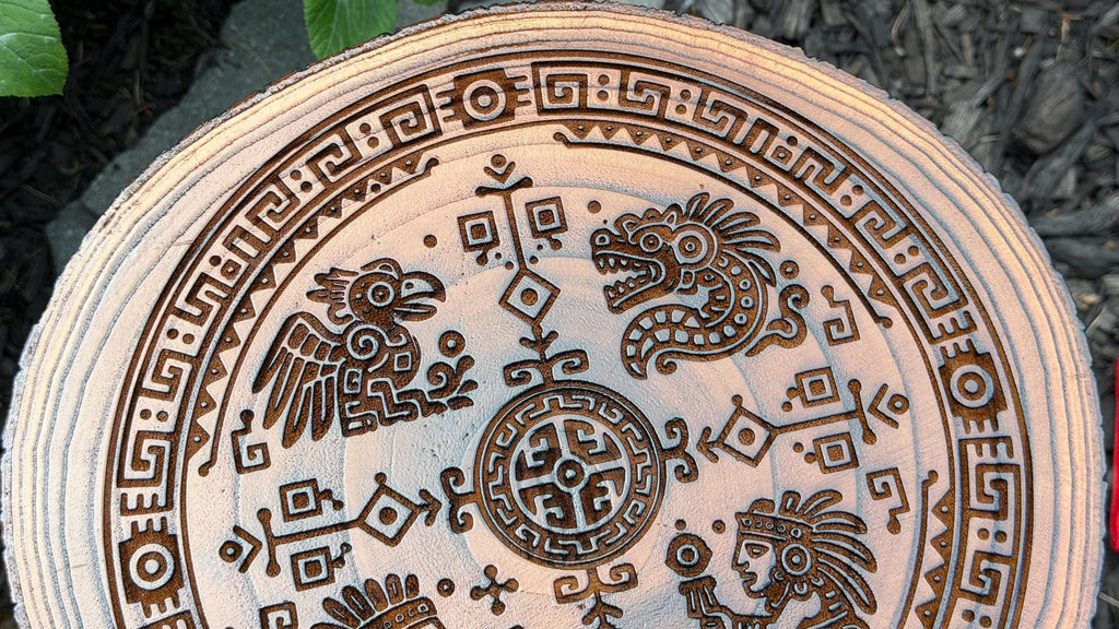 Patolli Ancient Aztec Board Game | Handcrafted Live-Edge Wood Slice