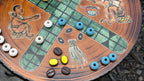 Patolli Ancient Aztec Board Game | Handcrafted Live-Edge Wood Slice