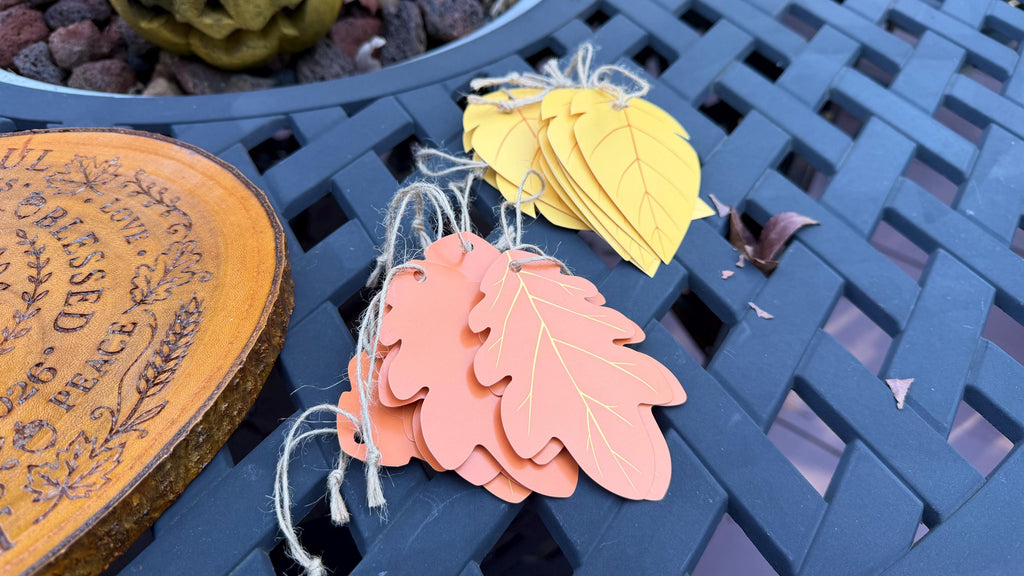 Thanksgiving Gratitude Tree: Personalized Engraved Family Name Base, Fall Leaves Included