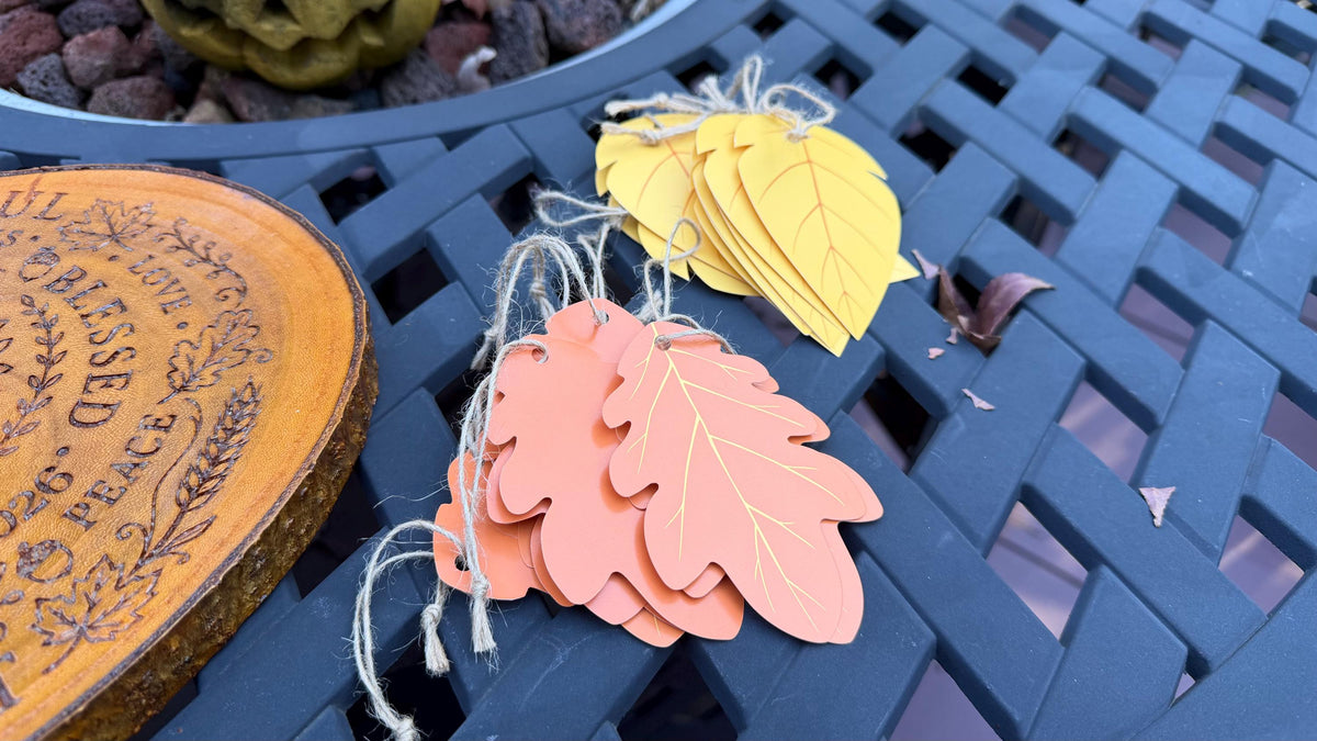 Thanksgiving Gratitude Tree: Personalized Engraved Family Name Base, Fall Leaves Included