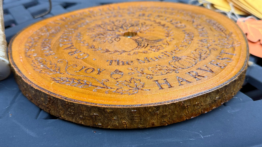 Thanksgiving Gratitude Tree: Personalized Engraved Family Name Base, Fall Leaves Included