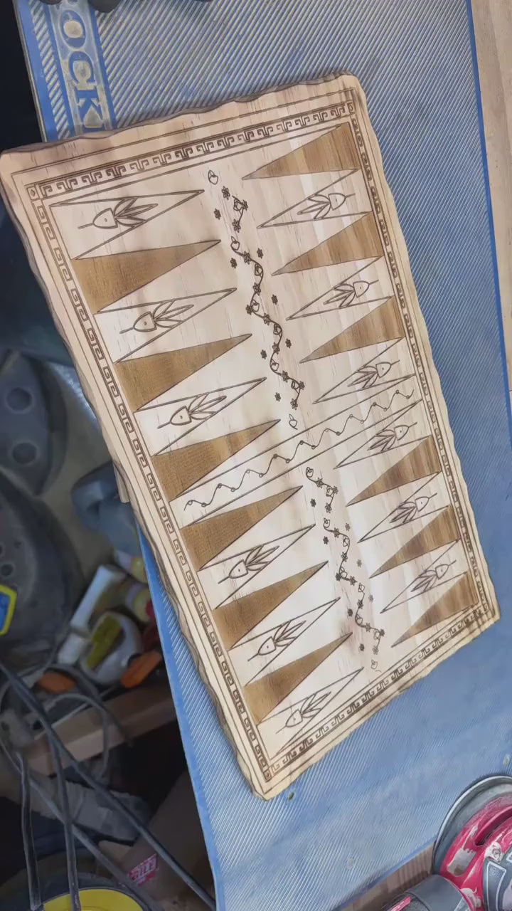 Handcrafted Wooden Backgammon Board – 18" Custom Engraved Strategy Game Natural/Colonial Maple Finish