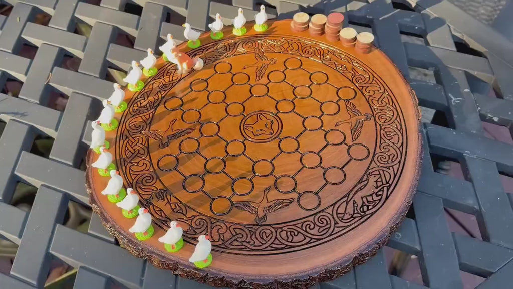 Fox and Geese Board Game - Historical, Handmade, Wooden, Tabletop, Medieval, Strategy Game