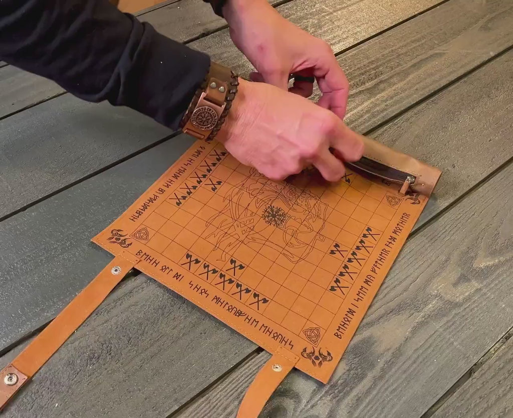 Hnefatafl Viking Chess Game | Portable Roll-Up Board