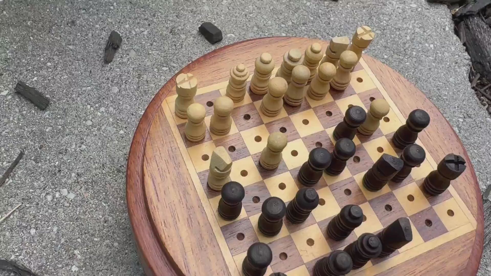 Handcrafted Wooden Travel Chess Set – Peg Stability, Built-in Storage Base