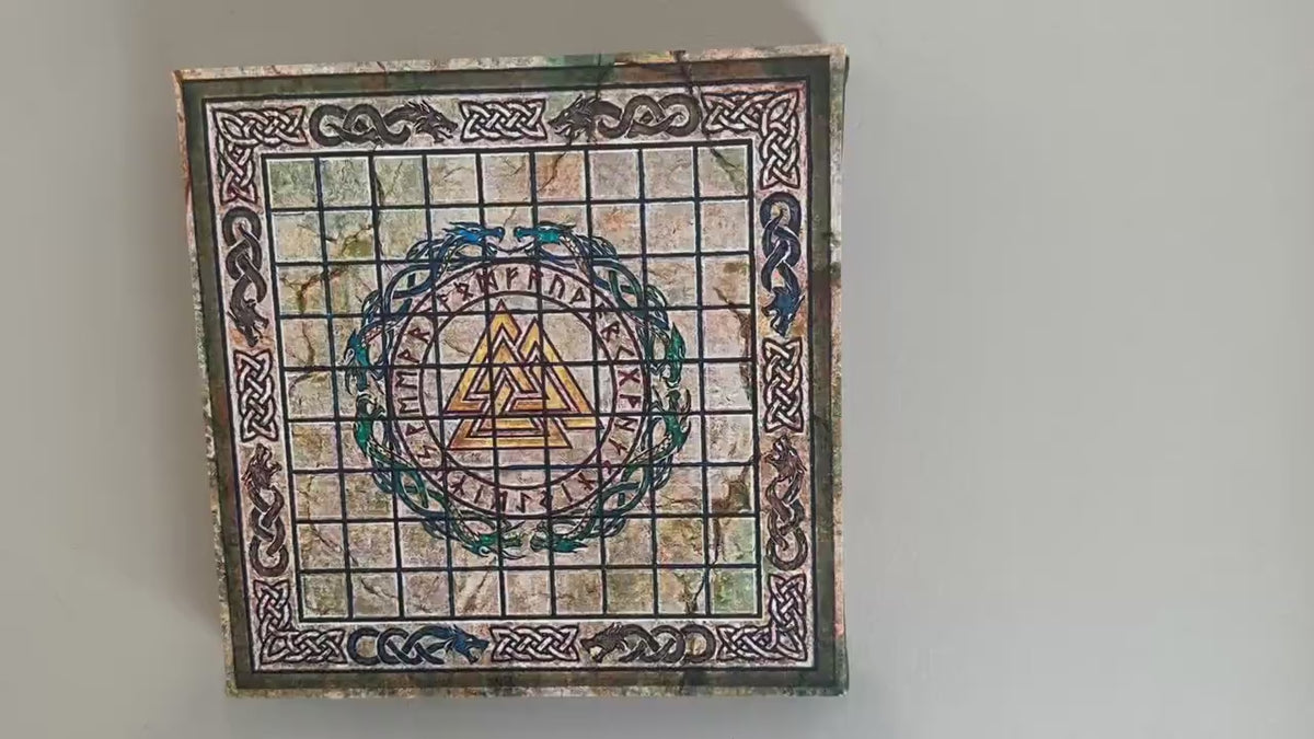 Hnefatafl Playable Wall Art - 12x12 Canvas Board Game - Ancient Viking Strategy Game & Norse Decor