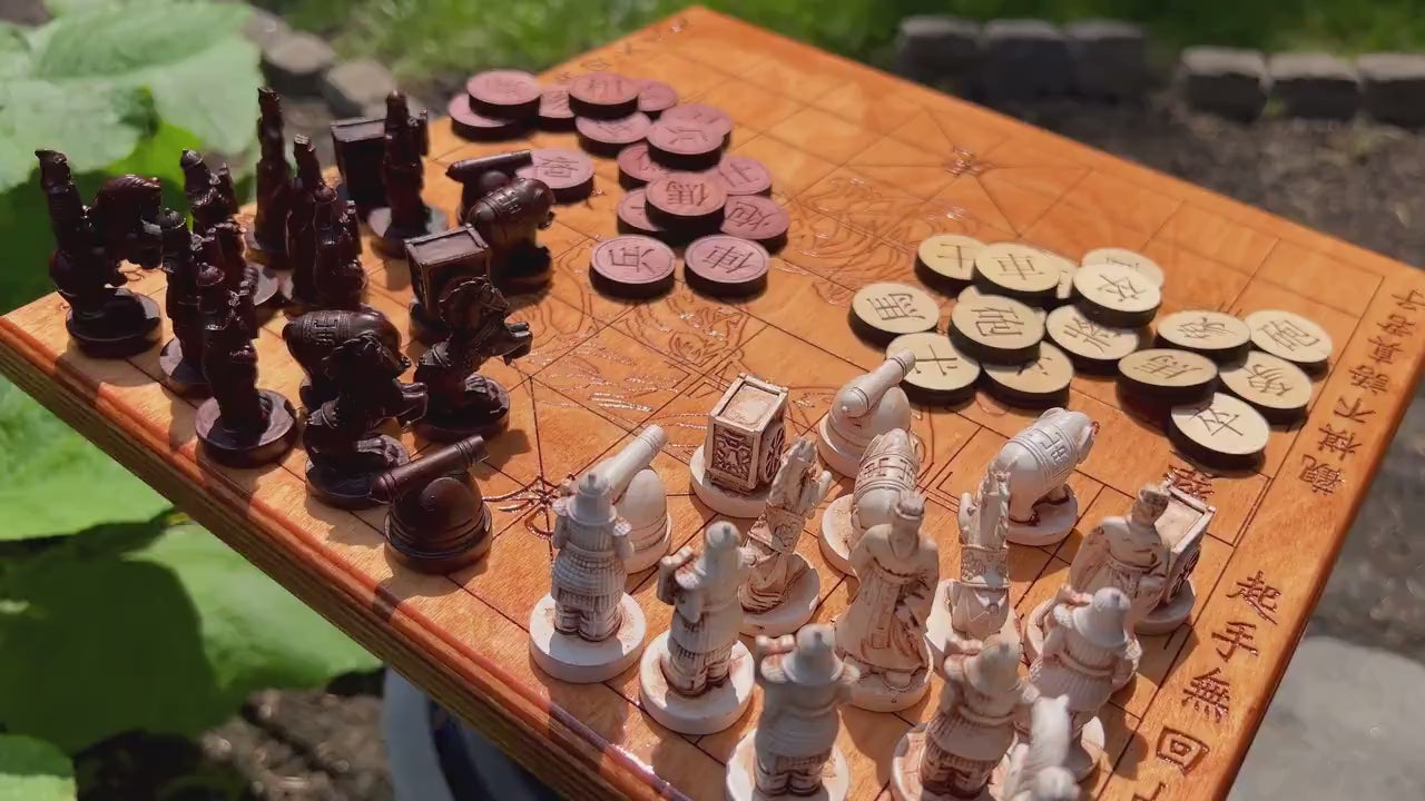 Handmade Wooden Chinese Chess Set aka Xiangqi | Personalized | Back is Engraved