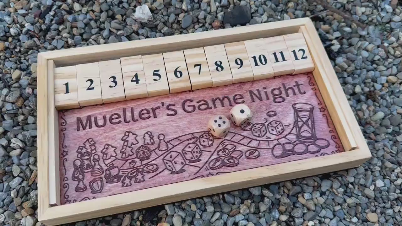 Handcrafted Shut the Box Game – Solid Bamboo Pub Dice Board (9"x6")