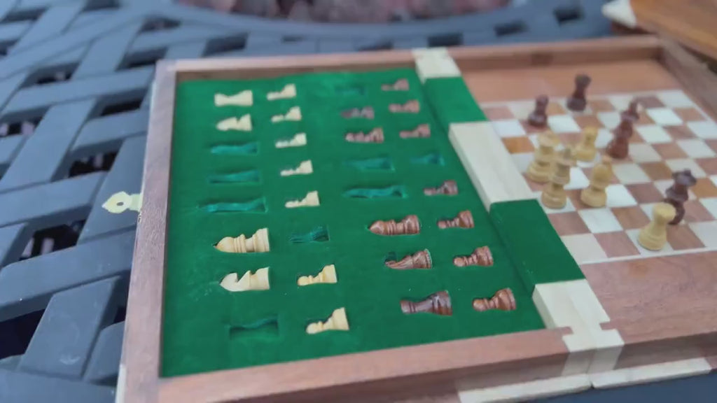 Custom Engraved Wood Chess Book - Unique Handcrafted Chess Set